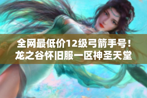 全网最低价12级弓箭手号！龙之谷怀旧服一区神圣天堂占坑号来啦